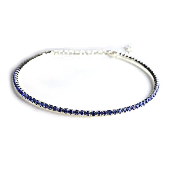 Elegant Swarovski Elements Choker Necklace Single tier Blue color - Picture 2 of 3